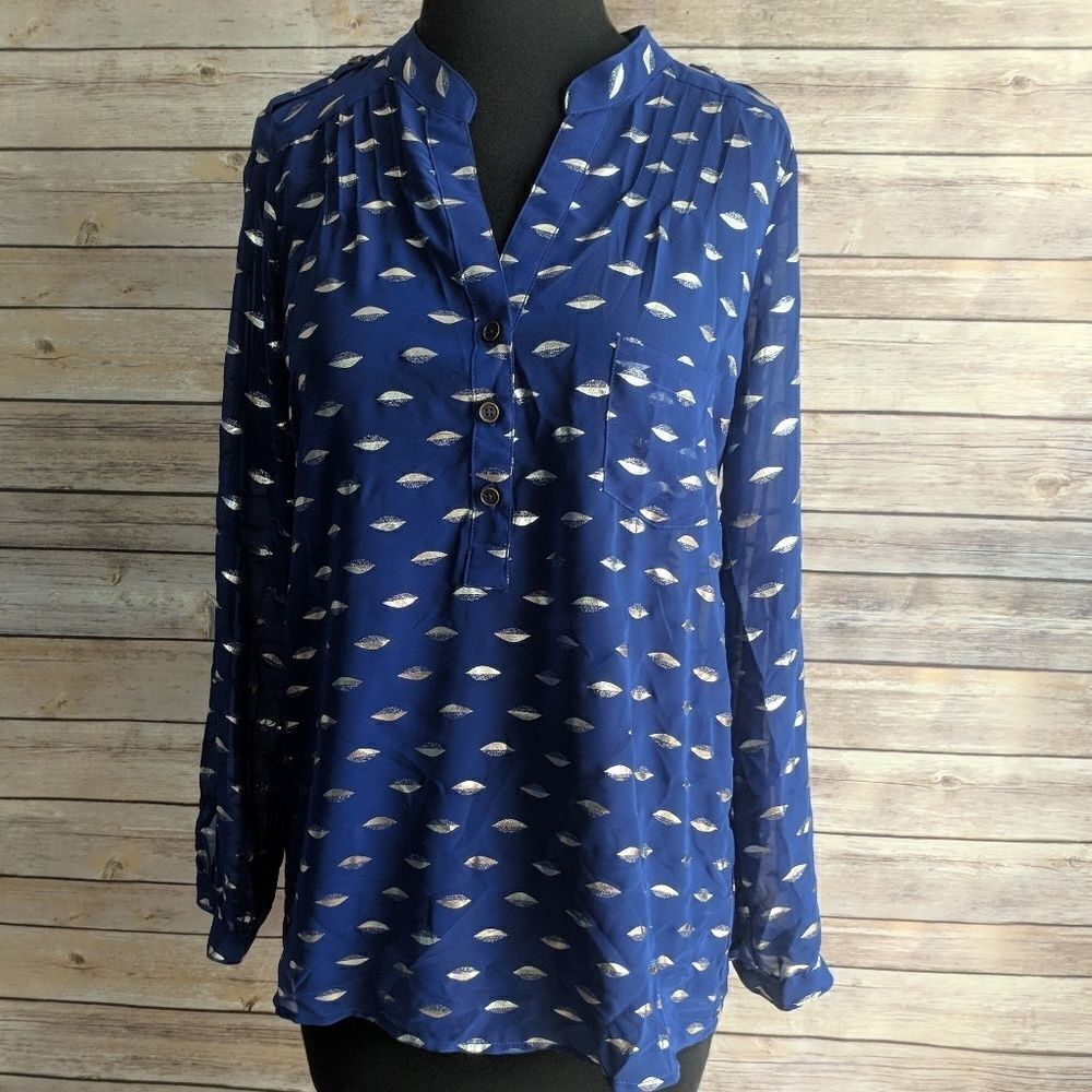 Alice Blue Stitch Fix Sheer Cobalt Blue Blouse